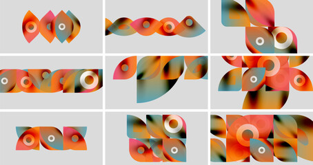 Poster - Abstract geometric shapes, vibrant colors, overlapping circles. Modern design elements, playful composition, visual harmony.