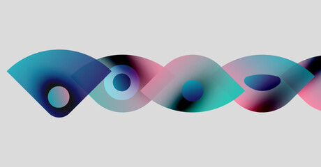Poster - Abstract shapes overlap, creating vibrant color gradients. Circular elements punctuate design, offering dynamic visual flow.