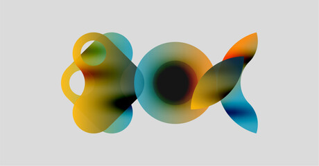 Poster - Abstract colorful shapes overlap, creating fluid forms. Gradient hues blend, suggesting movement, depth, modern design.