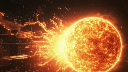 Wall Mural - energy from exploding planet creating electric connections in space grid