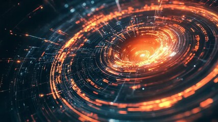 Canvas Print - glowing orange particles rotating around bright core forming concentric circles
