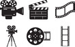 © Food World - Film reel and movie camera icon for cinema and video production