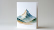 © Y.a.o.W - A white paper card with a soft, dreamy watercolor painting of a majestic mountain peak positioned at the bottom of the paper, symbolizing profound gratitude and heartfelt appreciation