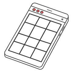 Smartphone displaying a grid layout isolated on white background