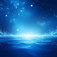Wall Mural - Abstract Background Blue Water Light Particles Sparkle Ripple Ocean