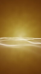 Wall Mural - seamless loop slow motion digital waves on shine golden vertical background.