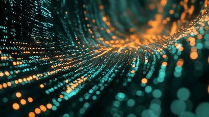 Data stream flowing through cyberspace with binary code