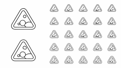 Wall Mural - Illustration of a pattern with multiple triangle shapes containing circles and rounded shapes inside them