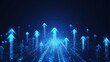 © Nadiia - Glowing blue arrows pointing upward on dark background symbolizing growth progress success and technology
