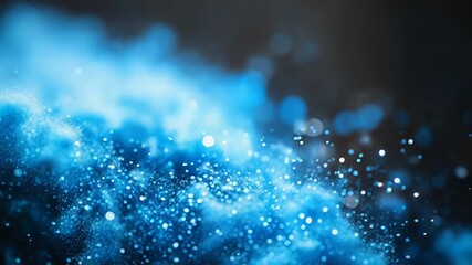 Canvas Print - abstract blue particles flowing and glowing in digital space