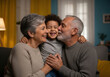 © ali - Joyful grandchild shares a tender moment with loving grandparents