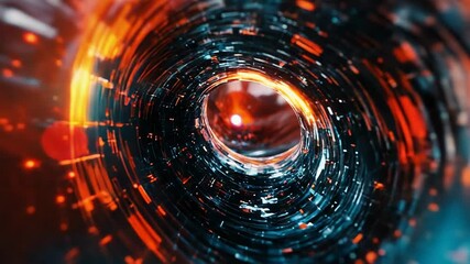 Sticker - glowing orange and blue particles rotating around center forming a tunnel