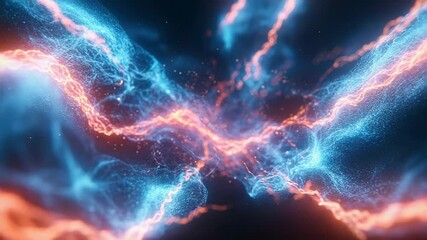 Wall Mural - orange and blue energy flowing through space and time