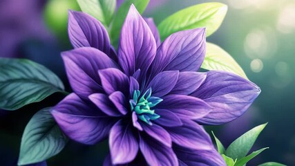 Wall Mural - purple dahlia blooming in soft sunlight, botanical beauty