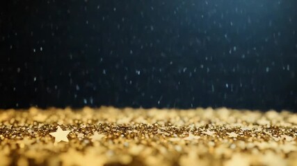 Canvas Print - Golden stars falling on a glittering surface