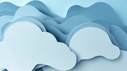 Paper clouds floating in a serene blue sky background