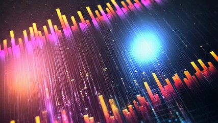 Wall Mural - colorful glowing lines representing digital data flowing on grid background