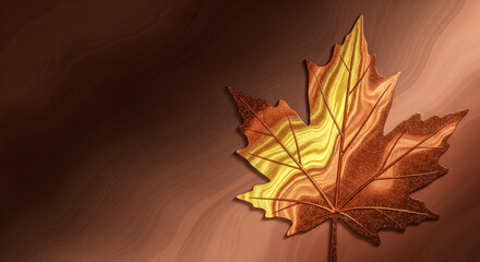elegant autumn background with single golden maple leaf, luxury fall season concept for thanksgiving