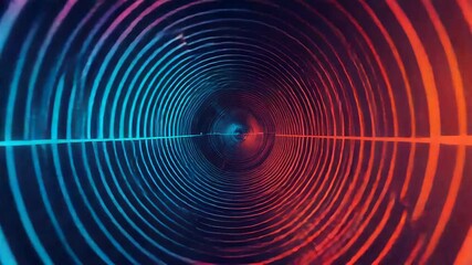 Canvas Print - glowing lines creating a tunnel effect with blue and red lights