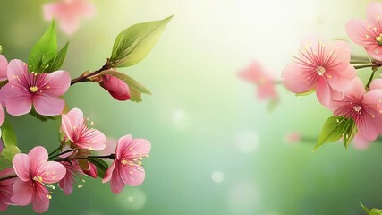 Wall Mural - blooming pink flowers creating a serene spring atmosphere