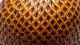 A close-up, macro shot of the textured, spiky skin of a salak fruit, also known as snake fruit, with a gradient of brown and yellow tones.