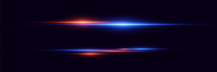 Wall Mural - abstract light lines of blue and red effect.