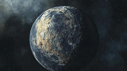 Wall Mural - exoplanet rotating in the dark universe with nebula and stars