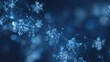 © Generative AI - Abstract Winter Background with Ice Crystal Snowflake Network, Deep Blue Tones, Connectivity Concept