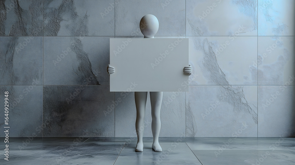 Faceless Human Figure Presenting Empty Banner for Advertising and ...