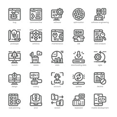 Software Development Icon pack for your website, mobile, presentation, and logo design. Software Development Icon outline design. Vector graphics illustration and editable stroke.