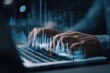© Qohhar - Hands typing on a laptop with overlaid financial charts