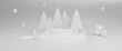 © Nuchjaree - Merry Christmas and Happy New Year background with cylinder podium for promotions. Stage pedestal or platform in snow between Xmas trees, glass balls. Festive decorative design elements. 3d render