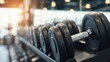 © Generative AI - Rack of Black Dumbbells in Modern Gym: Fitness, Strength Training, and Workout Equipment