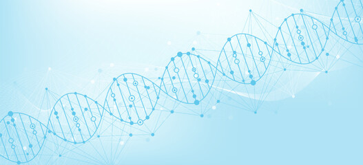 Wall Mural - modern abstract molecules structure for science or medical background. dna helix or atom visualizati