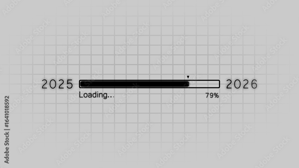 Progress bar indicating loading process between 2025 and 2026 with ...