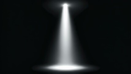 Wall Mural - bright white vertical spotlight beam shining down on empty stage. abstract light effect for show, co