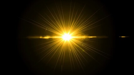 Wall Mural - bright yellow center light rays effect animation. glowing sun flare for overlay video transition. ab