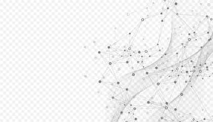abstract tech network connection dots. digital technology and big data analysis background. white ba