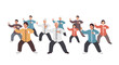 © Moe - Diverse Group Practicing Tai Chi for Wellness and Balance, Suitable for Health, Fitness, and Traditional Chinese Culture Illustrations