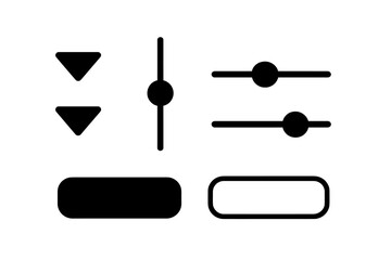 user interface design elements featuring sliders, buttons, and controls for application development
