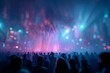 © Michael - Audience cheering and dancing at a live music concert, illuminated by colorful stage lights and a bokeh effect