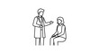 © akun - Doctor in lab coat consulting with seated patient, line art illustration