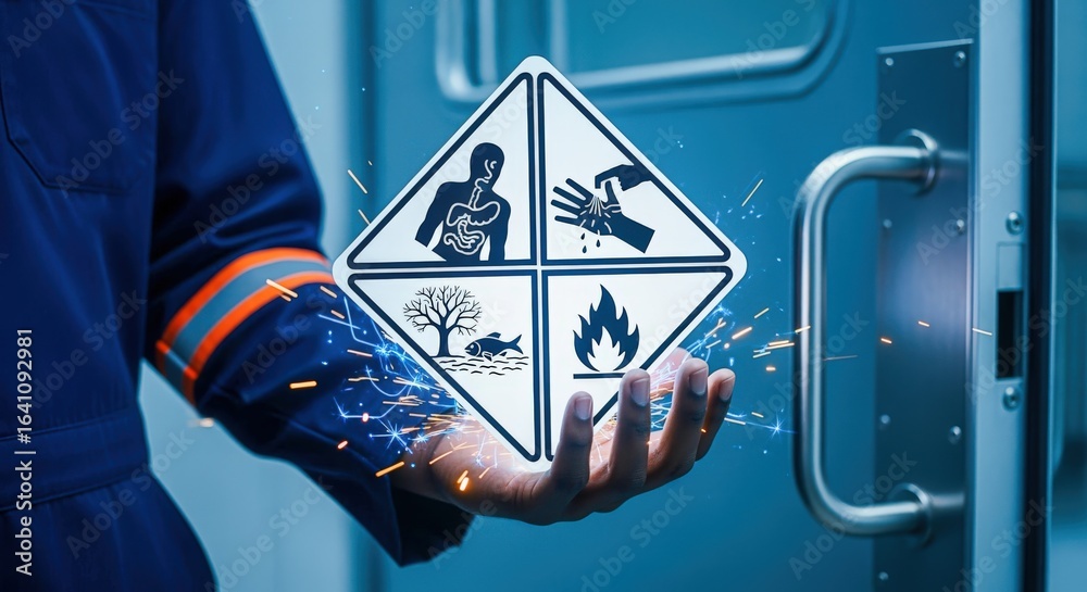 Hazard Communication: Person Holding Warning Sign Symbolizing Safety ...