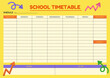 © HelenArt - Vibrant School timetable schedule planner template arrows doodle design. Student daily week plan