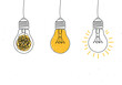 © arfanah02 - Three light bulbs illustrating the journey from confusion to clarity, isolated on white background, representing problemsolving and innovative thinking