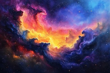 Wall Mural - amazing nebula cloud in deep space universe vibrant galaxy.