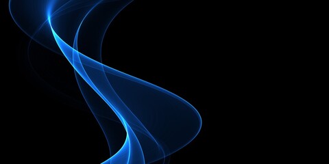 Wall Mural - abstract blue wave design on a dark background.