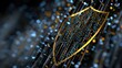 © Chenda - Abstract shield symbol with streaming digital code in high-tech environment