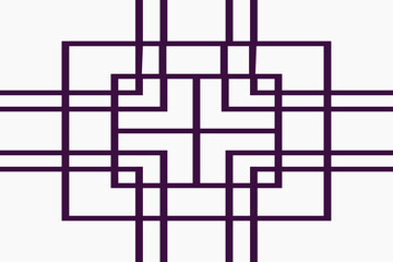 Abstract geometric line art design featuring interconnected squares and a symmetrical, minimalist style