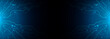 © AntonKhrupinArt - Circuit blue board texture on black technology web banner background. AI chip innovation concept. Tech pattern on a futuristic backdrop. Digital vector illustration
